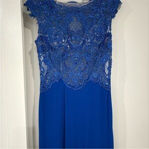 Camille La Vie Royal Blue Lace Prom Dress